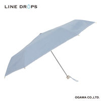 小川 折りたたみ傘 晴雨兼用 LINEDROPS グログランリボン ステッチ 50cm 手開き式 ブルーグレー 489398 1個（直送品）