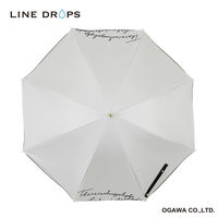 小川 晴雨兼用傘 長傘 LINEDROPS ロゴ刺繍 50cm 手開き式 ホワイト 489406 1個（直送品）