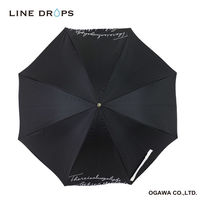 小川 晴雨兼用傘 長傘 LINEDROPS ロゴ刺繍 50cm 手開き式 ブラック 489407 1個（直送品）