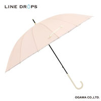 小川 雨傘 長傘 LINEDROPS 16本骨 60cm 手開き式 オレンジ 489424 1個（直送品）