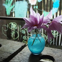 ホワイエ 花瓶 DGニキュガラス ガラス 直径9.5×高さ14.5cm クリアライトブルー 427295 1個（直送品）