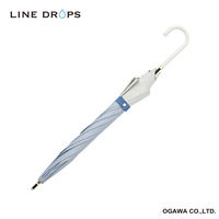 小川 長傘 晴雨兼用 LINEDROPS バイカラー 50cm 手開き式 ブルーグレー 489374 1個（直送品）