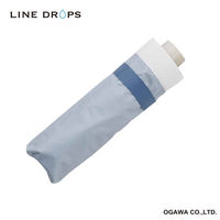 小川 折りたたみ傘 晴雨兼用 LINEDROPS グログランリボン 50cm 手開き式 ブルーグレー 489389 1個（直送品）