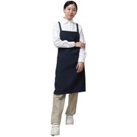 岡潮 ポケット付き胸あてエプロン (ポリエステル100%) 8101 濃紺色 1着 612-6113（直送品）