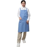 岡潮 ポケット付き胸あてエプロン (ポリエステル100%) 8107 サックス色 1着 612-6126（直送品）