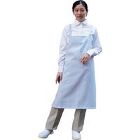 岡潮 ポケット付き胸あてエプロン (ポリエステル100%) 8106 水色 1着 612-6118（直送品）