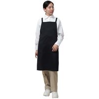 岡潮 ポケット付き胸あてエプロン (ポリエステル100%) 8103 黒色 1着 612-6131（直送品）