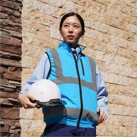 岡潮 高視認性空調安全ベスト(ウェアのみ) 30221 蛍光ブルーL 30221-L 1着 652-5729（直送品）