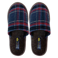 【スリッパ】オクムラタータンチェック　ボアスリッパ　Lサイズ　ネイビー 1足（直送品）