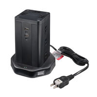 朝日電器 延長コード 電源タップ 耐雷 タワー型 12個口/2m PD20W ブラック WBS-TW12442BUC(BK) 1個（直送品）