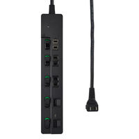 朝日電器 延長コード 耐雷 LEDランプスイッチ付 3個口/2m PD20W ブラック WLK-3222SUC(BK) 1個（直送品）