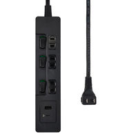 朝日電器 延長コード LEDランプレススイッチ付 3個口/2m PD20W ブラック WLK-E3222UC(BK) 1個（直送品）