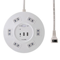 朝日電器 延長コード 耐雷 集中スイッチ付き 丸形 6個口/2m PD20W ホワイト WLS-R6322BUC(W) 1個（直送品）