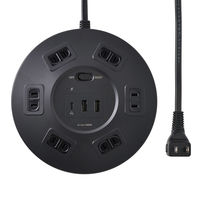 朝日電器 延長コード 耐雷 集中スイッチ付き 丸形 6個口/2m PD20W ブラック WLS-R6322BUC(BK) 1個（直送品）