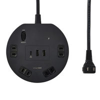 朝日電器 延長コード 耐雷 集中スイッチ付き 丸形 4個口/2m PD20W ブラック WLS-R4322BUC(BK) 1個（直送品）