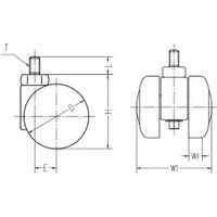 ナンシン デザインキャスター自在タイプ 52mmナイロン車輪付 UTW50B 1セット(120個)（直送品）