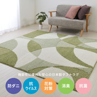 萩原 北欧柄の国産高機能ラグ ジャスト 190cm×240cm グリーン 600021712 1枚