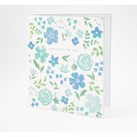 デザインフィル カラー色紙 シール付 半透明 二つ折り 花柄 青 33261006 1個