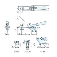 ナベヤ トグルフッククランプ312ーL 312ー4ーL 312-4-L 1セット(2個)（直送品）
