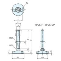 ナベヤ フットジャッキ FPJK型 FPJK16200ー100P FPJK16200-100P 1セット(4本)（直送品）