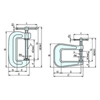 ナベヤ 鋼板製Cクランプ C75P 1セット(13台)（直送品）