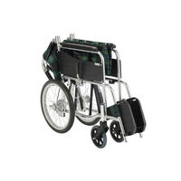 マキテック エコノミー車いすEW-30 緑チェック EW-30GN 介助用 背折れ式 アルミ製 介助ブレーキ付き（わけあり品）