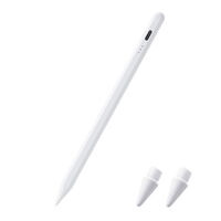 エレコム iPad用アクティブタッチペン 充電式 傾き検知 磁器吸着 交換ペン先付 P-TPACSTAP13WWH 1個
