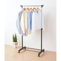 パール金属 パイプハンガー シングル 幅75×奥行42.5×高さ90~145cm 伸縮極太 キャスター付き 327588 1個