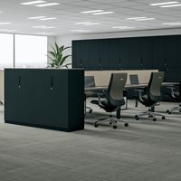 【組立設置込】コクヨ エディア 両開き扉 上置 シリンダー錠 幅900×奥行450×高さ400mm ブラック 1台（直送品）