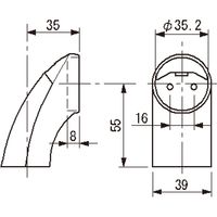 清水 オムソリPRO手すりUB35シリーズ エンドブラケット 樹脂カバー付 35 シルバー UB35E-S 1個