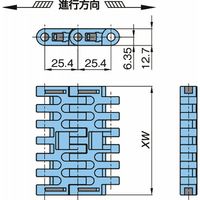 椿本チエイン (株)椿本チエイン プラスチックモジュラーチェーン WT2505ーM形 WT2505ーM325ーLFGーL 1セット(2L)（直送品）