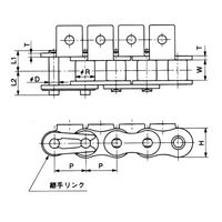 椿本チエイン (株)椿本チエイン ステンレスアタッチメント付 RS形チェーン(SS仕様) RS25ーSSー7LK1ーL 1セット(3L)（直送品）