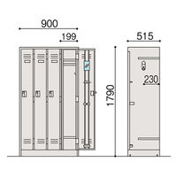 【設置込】イトーキ J型ロッカー 4人用 幅900×奥行515×高さ1790mm ホワイト 1台（直送品）