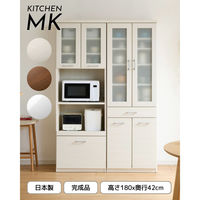【設置込】ミヤコ商事 upside DO スリム食器棚MK ダイニングボード 左開き 幅400mm ホワイト鏡面 1台（直送品）