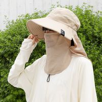 UV/撥水 ネックフェイスカバー付きハット ベージュ LAKOLE/ラコレ