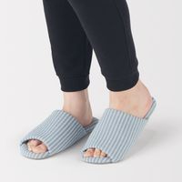 無印良品 綿サッカー織 履き心地やわらか足なりスリッパ Ｌ ２５～２７．５ｃｍ用 ブルー 良品計画