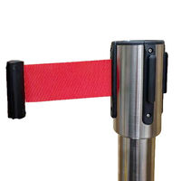 セーフラン安全用品 ステンレススタンドバリケード(U型ベース) ベルト赤2m 【2台セット】 C0200-2RD 1セット(2台入)（直送品）