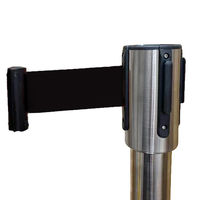 セーフラン安全用品 ステンレススタンドバリケード(U型ベース) ベルト黒2m 【2台セット】 C0200-2BK 1セット(2台入)（直送品）