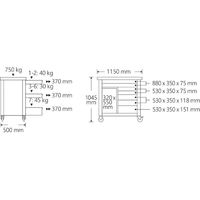 STAHLWILLE 7段ワークベンチ L1150×W500×H1045 木製天板 ウッドトップ 耐荷重750kg WB621 1個（直送品）