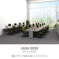 【軒先渡し】LASHデスク ティーレッグホール 幅5000×奥行1200×高さ720mm オーク天板/ホワイト脚 1台（直送品）