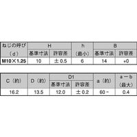 SUNCO クロメート スリーロック(小形 B=14 M10ホソメ1.25 (400本入) N0-00-0S84-0100-0000-02（直送品）
