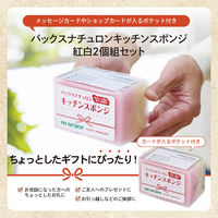 パックスナチュロン キッチンスポンジ 水切れがよい 長持ち 食器洗い 紅白 1パック（2個組）太陽油脂