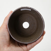 かみ山陶器 盆栽鉢 信楽焼 植木鉢 鉄釉ソリ浅 10×7cm 263477 1個（直送品）