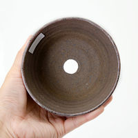 かみ山陶器 盆栽鉢 信楽焼 植木鉢 鉄釉浅 12×8cm 263478 1個（直送品）