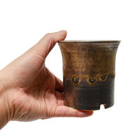 かみ山陶器 盆栽鉢 信楽焼 植木鉢 金彩ラッパ型 3号 263489 1個（直送品）