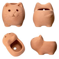 ケー・イー・アイ 多肉植物 アニマルテラコッタ ネコ 1号 穴あり 285410 1個（直送品）