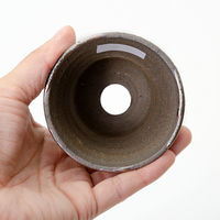 かみ山陶器 盆栽鉢 信楽焼 植木鉢 鉄釉ソリ細 8×8cm 263476 1個（直送品）