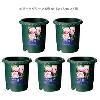 リッチェル 鉢 バラ鉢 ダークグリーン 6号 φ18×18cm 251109 1セット(5個)（直送品）