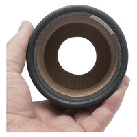 かみ山陶器 盆栽鉢 信楽焼 植木鉢 黒マット 寸胴 3号 241359 1個（直送品）