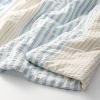 無印良品 綿 サッカー織 薄掛ふとん Ｄ １８０×２００ｃｍ ブルーストライプ 良品計画